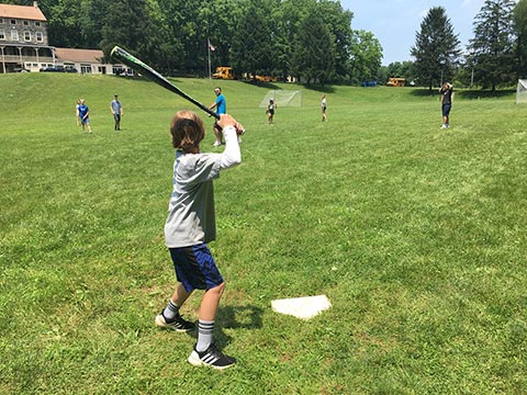 A camper at bat